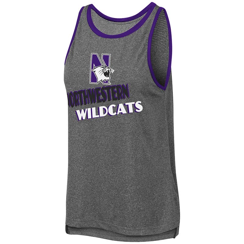 Northwestern University Wildcats Colosseum Ladies Charcoal/Purple Bayonne Mublackle Tank with N-Cat Design