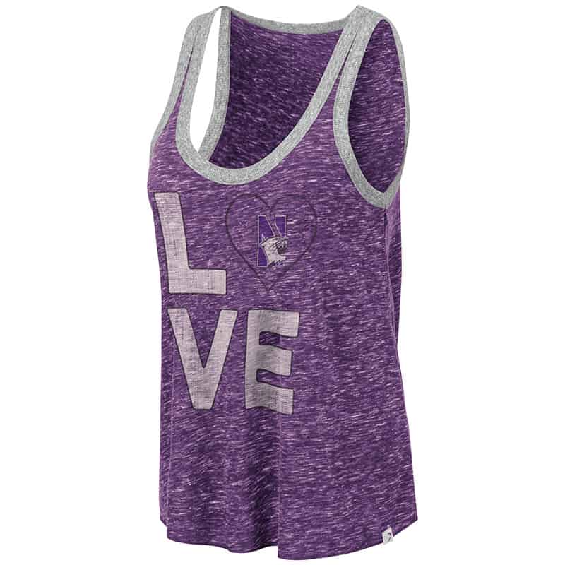 Northwestern University Wildcats Colosseum Ladies Purple/Heather Grey Marsala Mublackle Tank with N-Cat Design