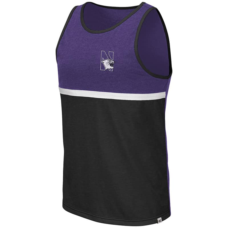 Northwestern University Wildcats Colosseum Men's Purple/Black La Paz Tank with N-Cat Design