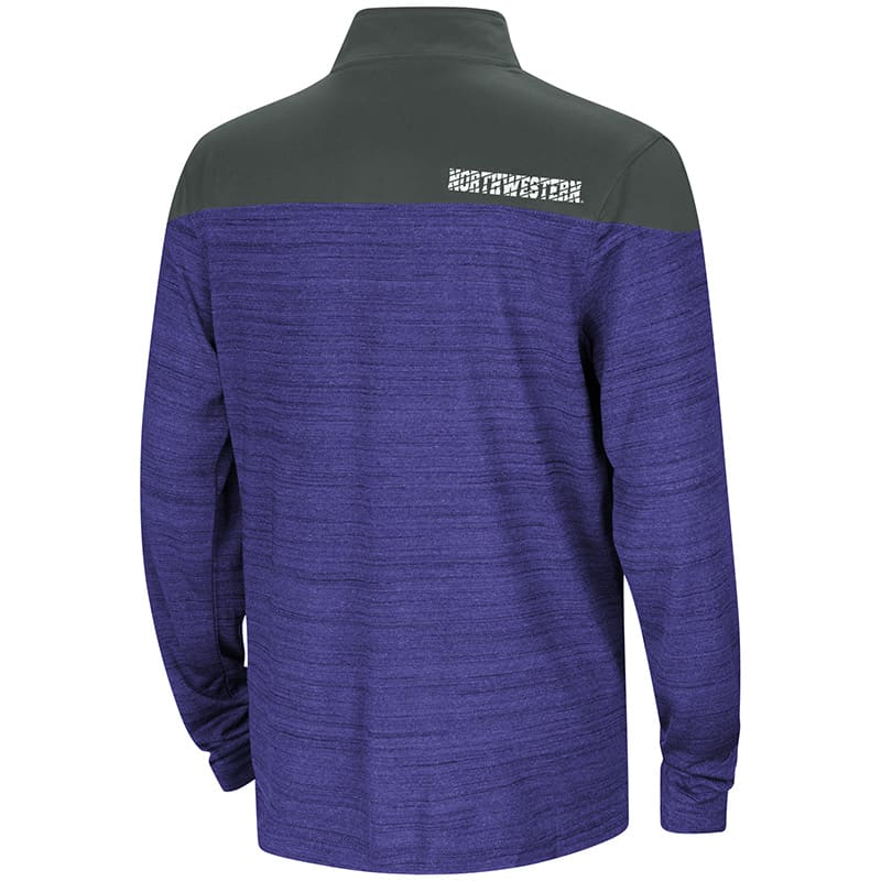 Northwestern University Wildcats Colosseum Youth Purple / Black Hercules ¼ Zip with Stylized N Design-Back
