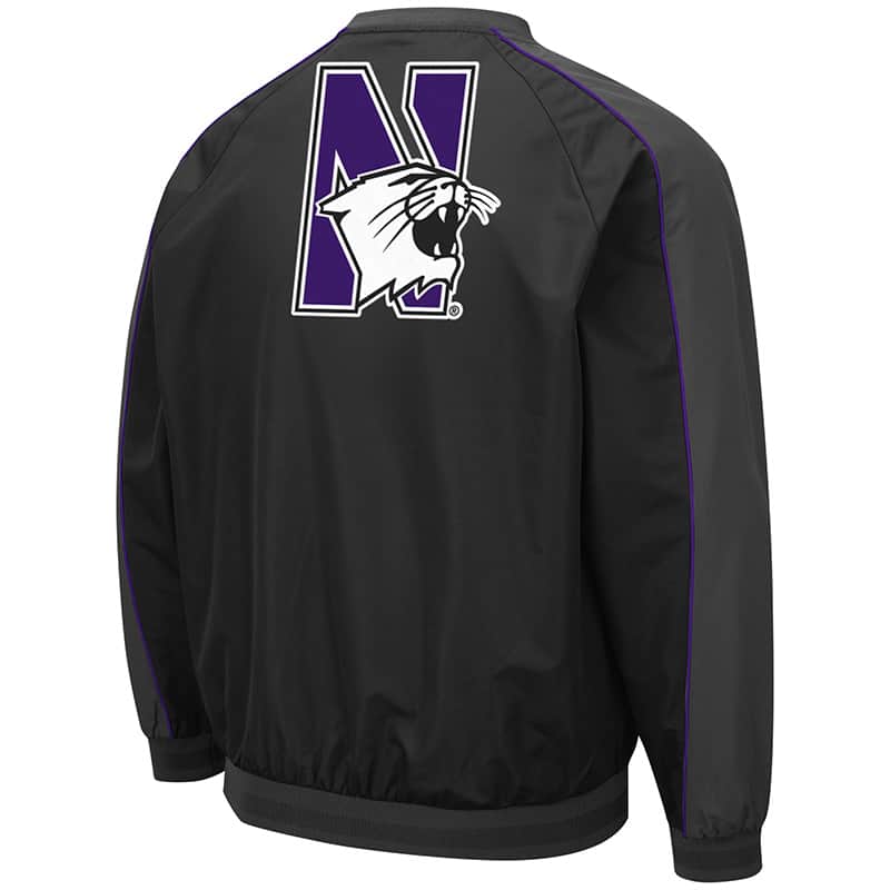 Northwestern University Wildcats Colosseum Men's Duffman Windbreaker Jacket with N-Cat Design -Back