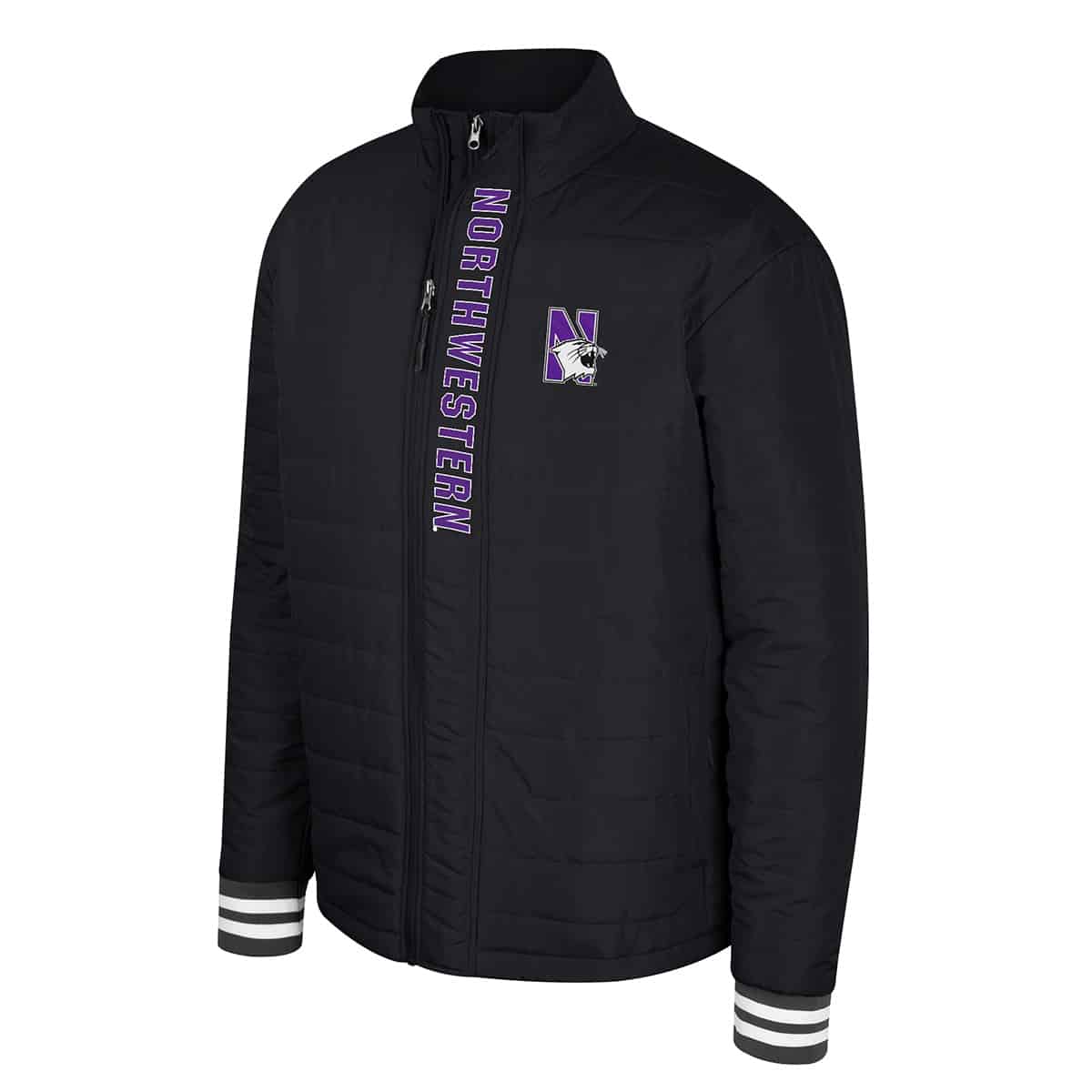 Northwestern University Wildcats Colosseum Men's Black Never Stop Full Zip Puffer Jacket