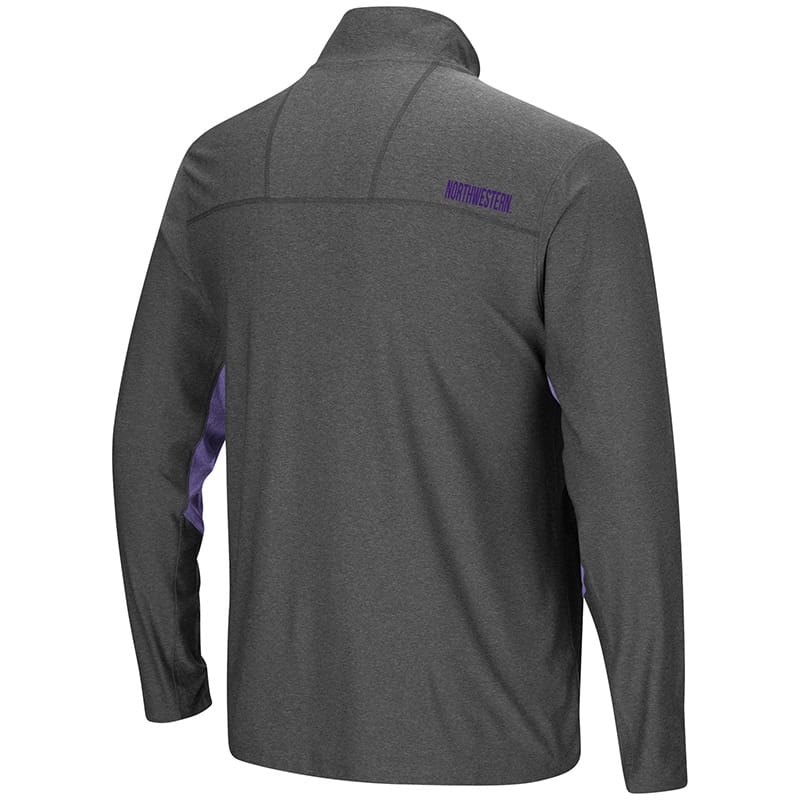 Northwestern University Wildcats Colosseum Men's Charcoal / Purple Sweet Spot 1/4 Windshirt with Stylized N Design-Back