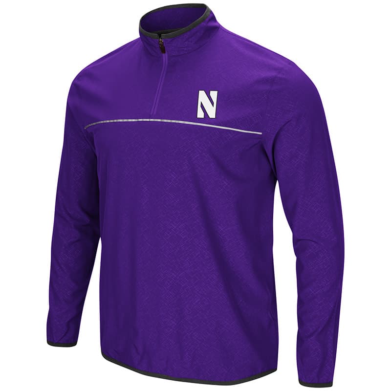 Northwestern University Wildcats Colosseum Men's Purple Philis 1/4 Zip Woven Windshirt with Stylized N Design