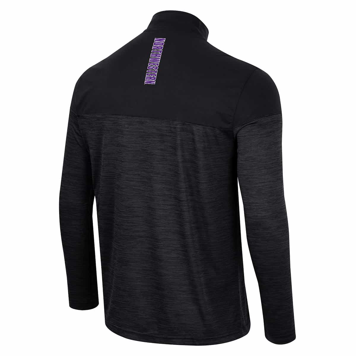Northwestern University Wildcats Colosseum Men's Black Positraction 1/4 Zip Windshirt - Back Side