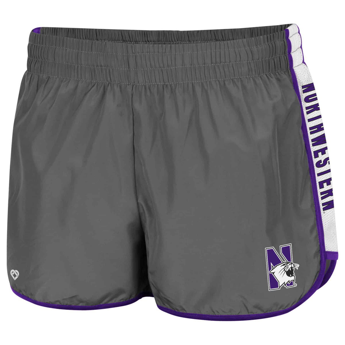 Northwestern University Wildcats Colosseum Ladies Smoked Pearl Donna Shorts with N-Cat Design
