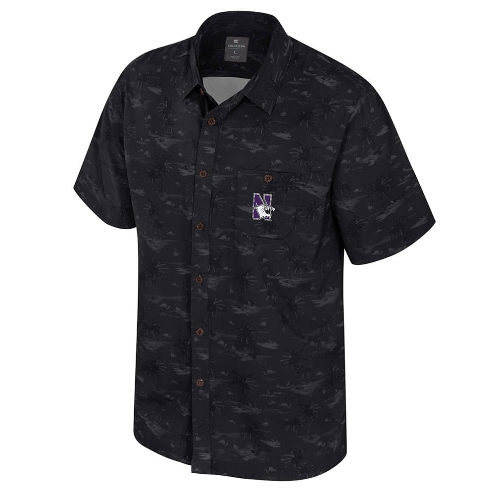 Northwestern University Wildcats Colosseum Men's Atmosphere Black Camp Shirt