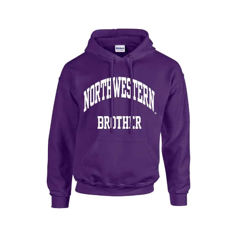 Northwestern University Wildcats Purple Hooded Sweatshirt With Brother Design