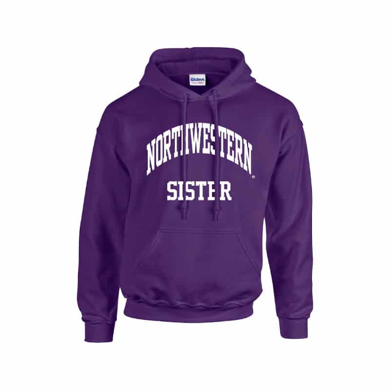 Northwestern University Wildcats Purple Hooded Sweatshirt With Sister Design