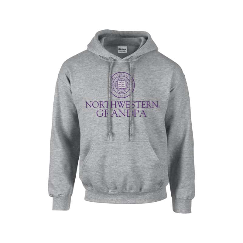 Northwestern University Wildcats Dark Grey Hooded Sweatshirt With Grandpa Design