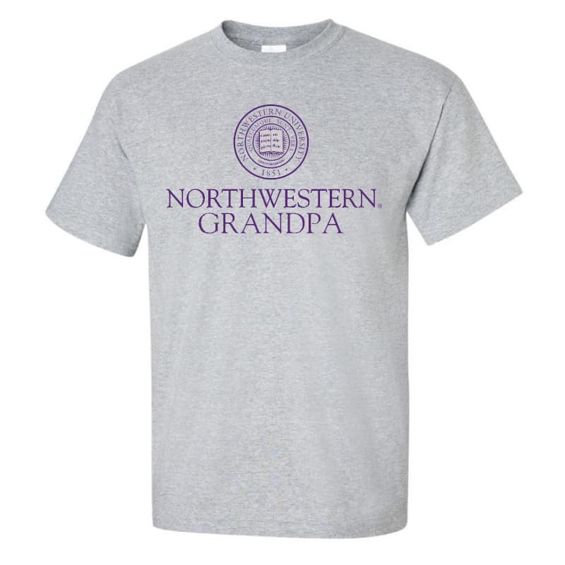 Northwestern University Wildcats Sport Grey Short Sleeve Tee Shirt with Grandpa Design NW3003