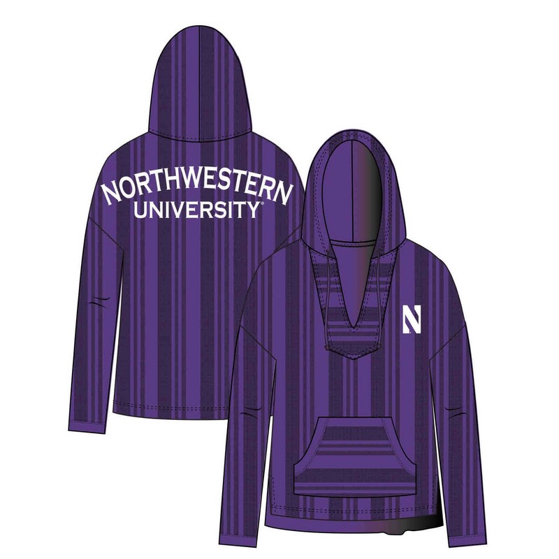 Northwestern University Wildcats Purple Baja Spirit Hoodie with Stylized N Design