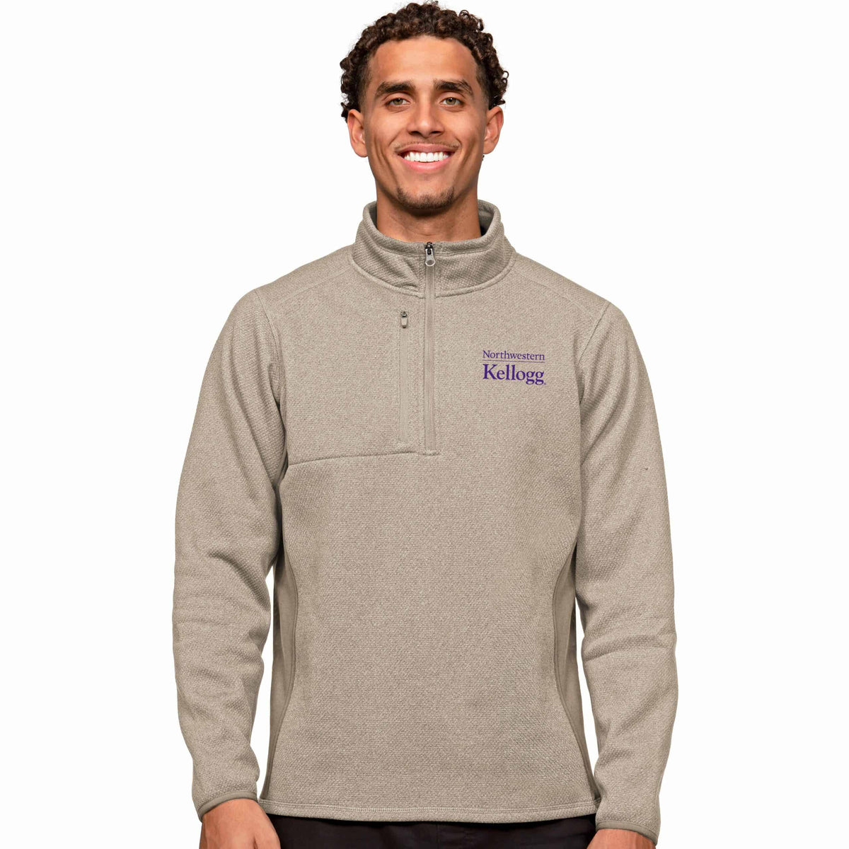 Kellogg Men's Antigua Oatmeal Heather Multi Course Pullover 1/4 Zip