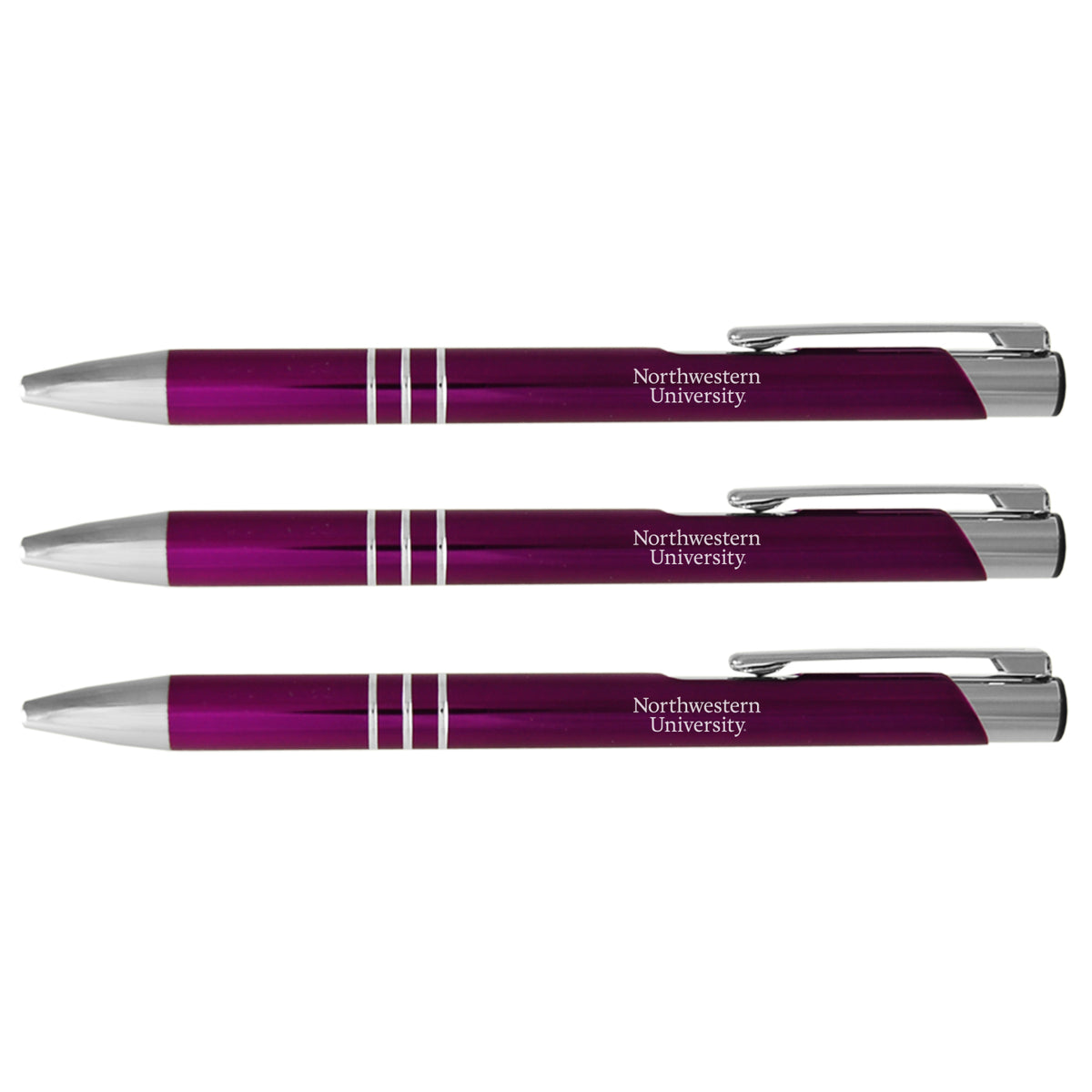 Northwestern University Wildcats Laser Engraved Purple Aura Pen Pack of 3