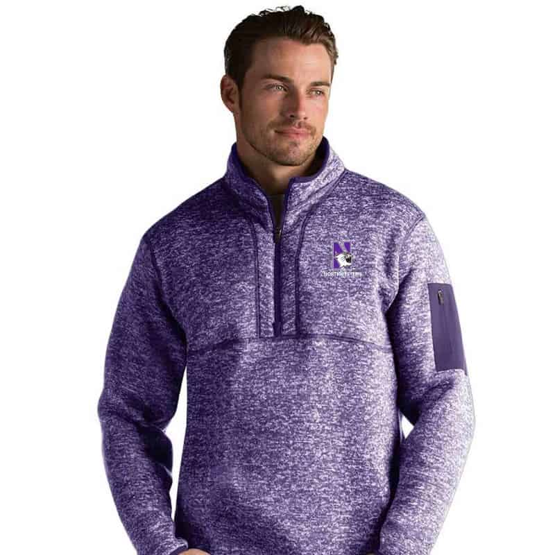 Northwestern University Wildcats Men's Antigua Fortune 1/4 Zip- Purple Heathered