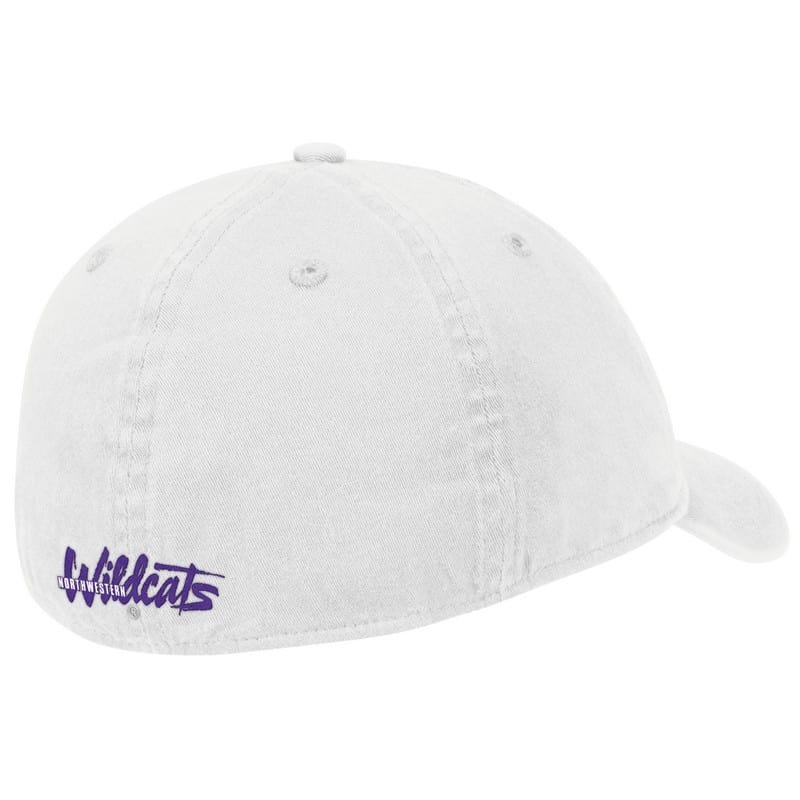 Northwestern University Wildcats White Constructed Flexfit Hat with N-Cat Design
