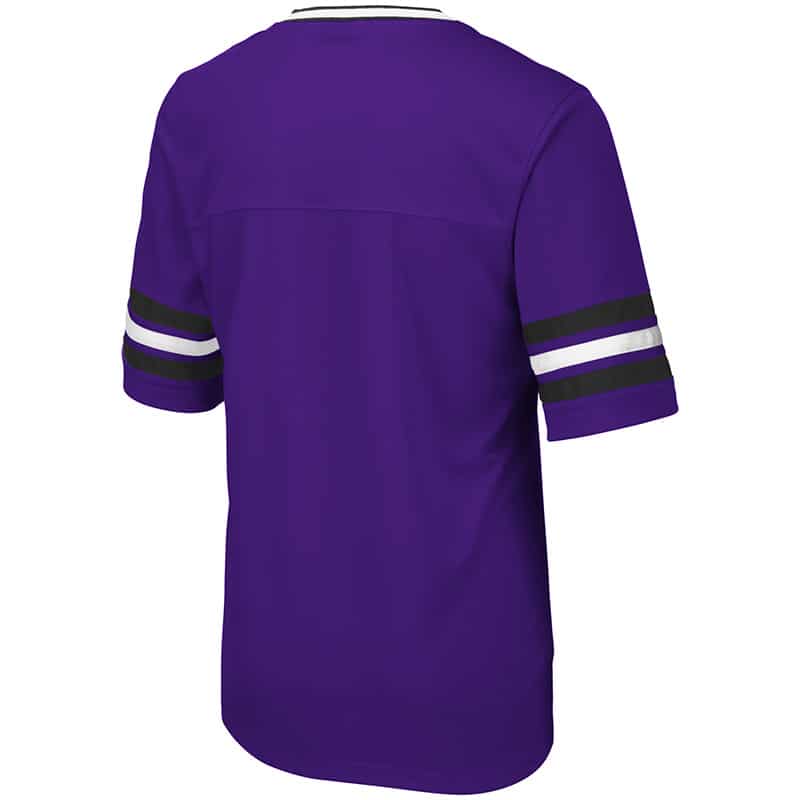 Northwestern University Wildcats Colosseum Ladies Purple Football Jersey Pullover with N-Cat Design-Back