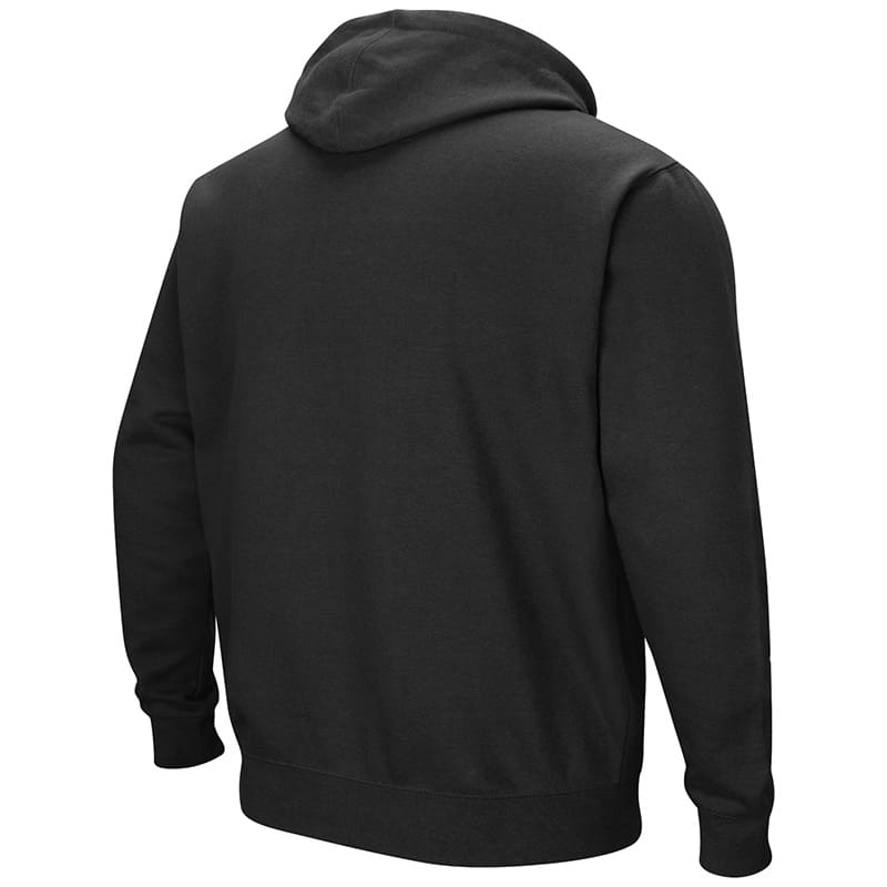 Northwestern University Wildcats Colosseum Men's Black VF Full Zip Hooded Sweatshirt Arch & N-Cat Design-Back
