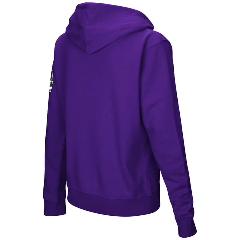 Northwestern University Wildcats Colosseum Men's Purple VF Full Zip Hooded Sweatshirt with Arched Northwestern Design-Back