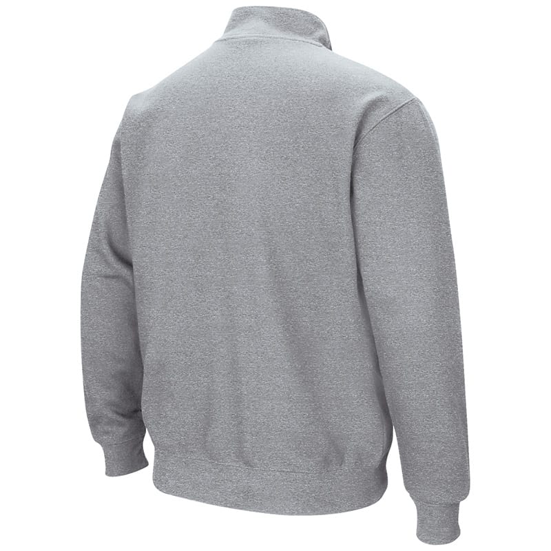 Northwestern University Wildcats Colosseum Men's Grey VF 1/4 Zip Sweatshirt with N-Cat Design-Back