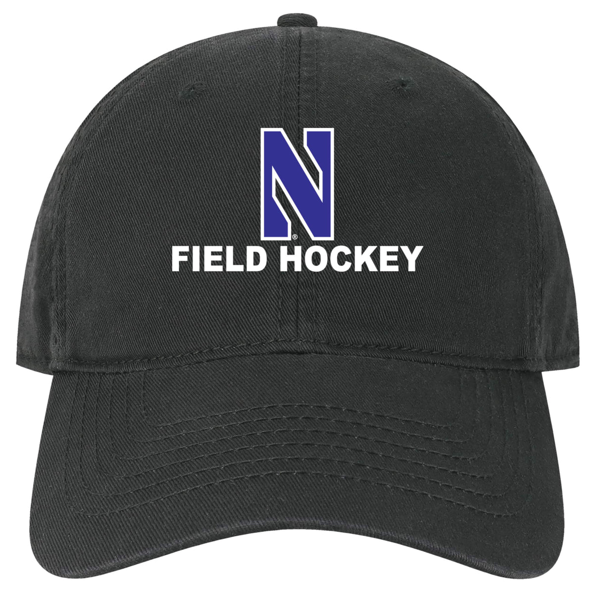 Northwestern University Wildcats Unconstructed Black Cotton Twill Hat with N & Field Hockey Design