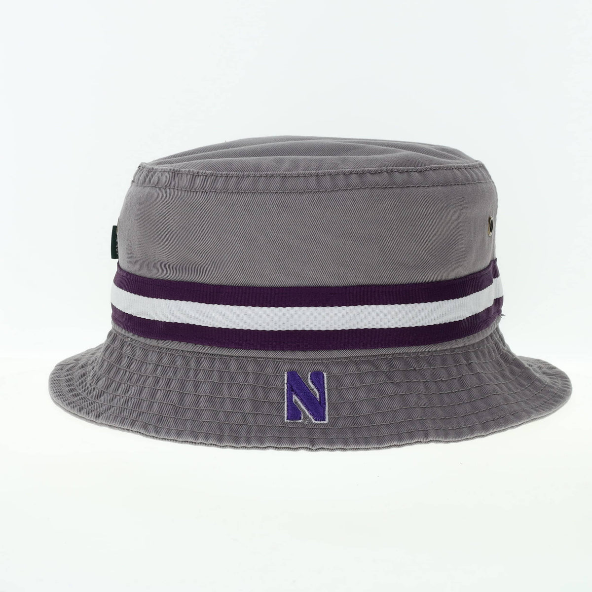 Northwestern University Wildcats Relaxed Twill Gray Floppy/Bucket Hat with Contrasting Team Color Band and Stylized N Design