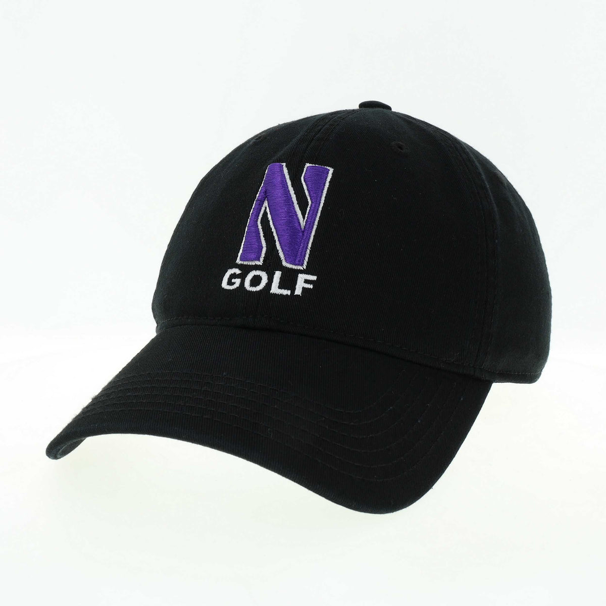 Northwestern University Wildcats Unconstructed Black Cotton Twill Hat with N & Golf Design