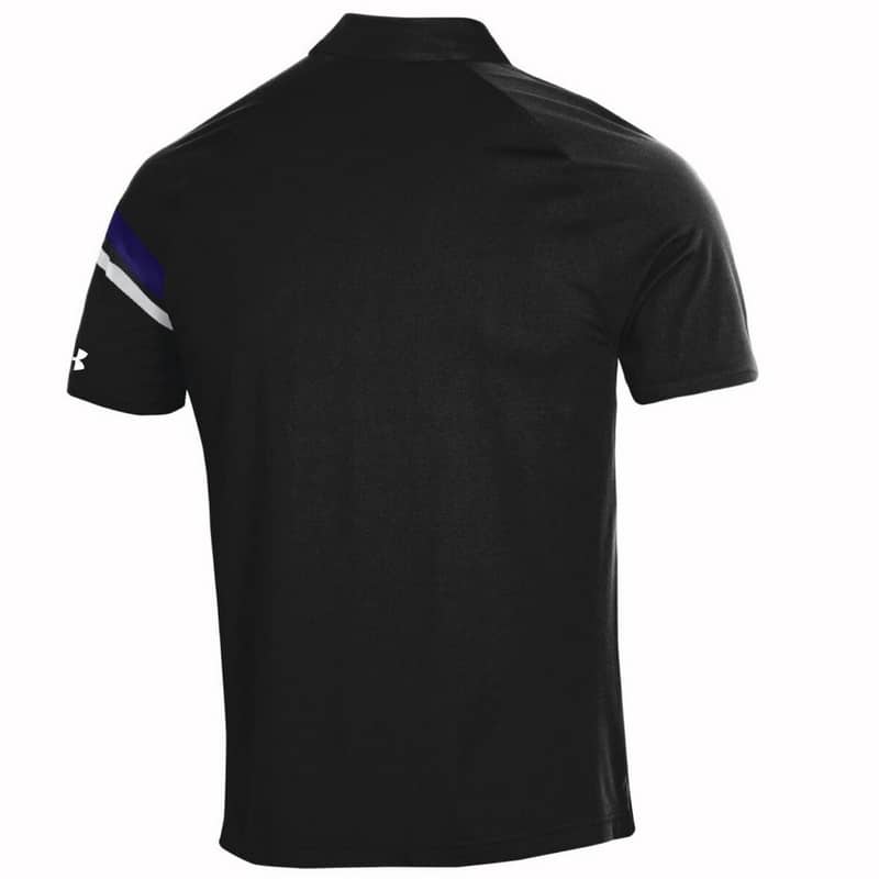 Northwestern University Wildcats Men’s Under Armour Tour Drive Black Sideline Polo shirt -2