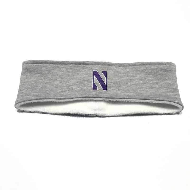 Northwestern University Wildcats Light Grey Fleece Headband With Stylized N Design