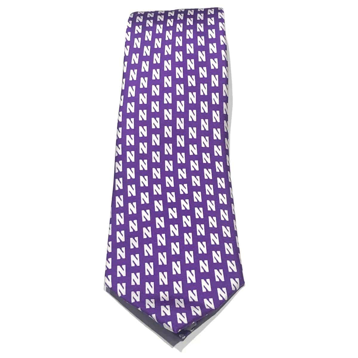 Northwestern University Wildcats Purple Necktie with All Over Print Stylized N Design