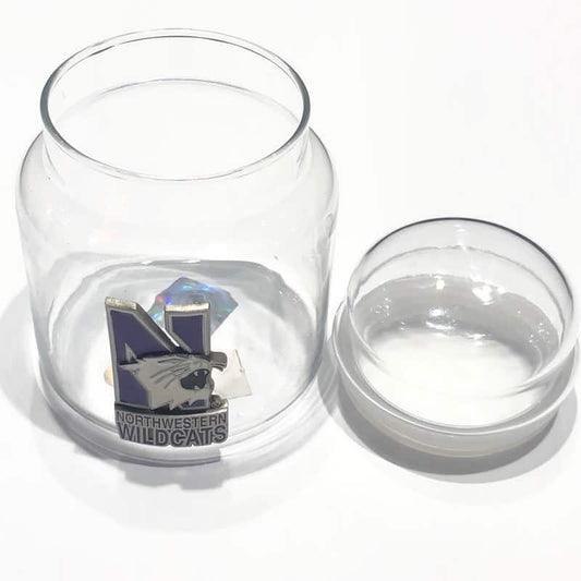 Northwestern University Wildcats 16 oz. Apothecary Jar with Lid & Pewter N-Cat Design