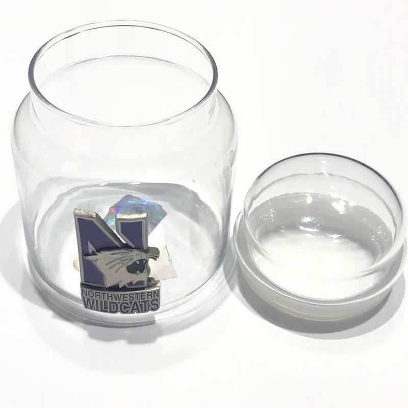 Northwestern University Wildcats 16 oz. Apothecary Jar with Lid & Pewter N-Cat Design