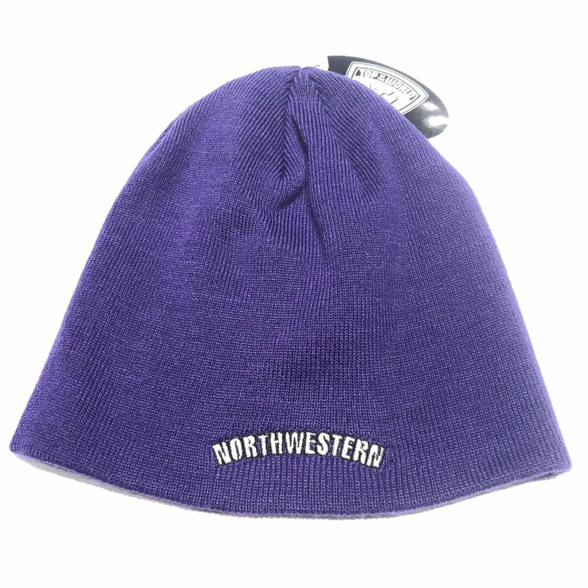 Northwestern University Wildcats Purple Knit Hat with Stars & Stripes Stylized N Design -2