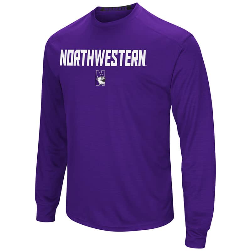 Northwestern University Wildcats Colosseum Men's Purple Setter L/S T-Shirt with N-Cat Design