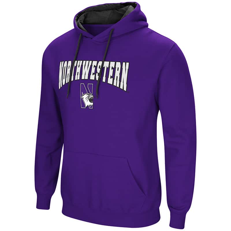 Northwestern University Wildcats Colosseum Men's Purple Playbook Pullover Hooded Sweatshirt with Northwestern & N-Cat Design