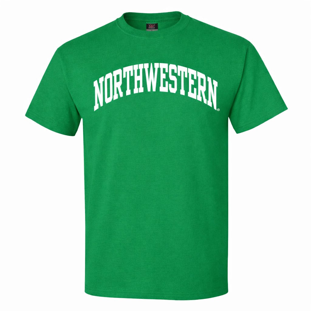 Northwestern University Wildcats Men's MV Irish Kelly Green Classic Tee with One Color Arch Design