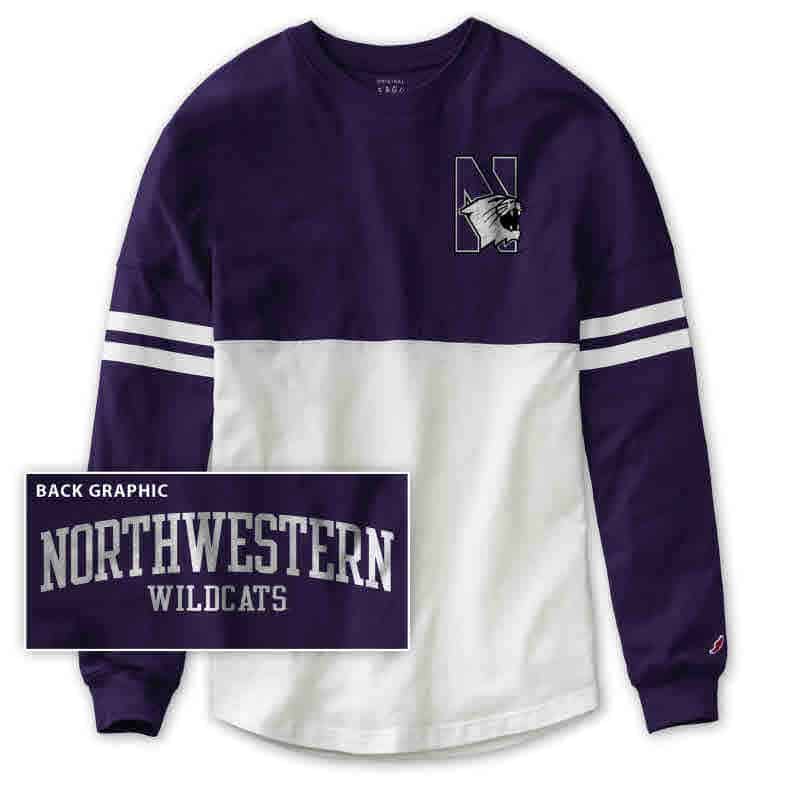 Northwestern University Wildcats Unisex League Two Tone Long Sleeve Jersey Tee