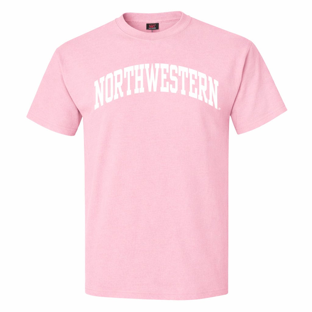 Northwestern University Wildcats Men's MV Light Pink Classic Tee with One Color Arch Design