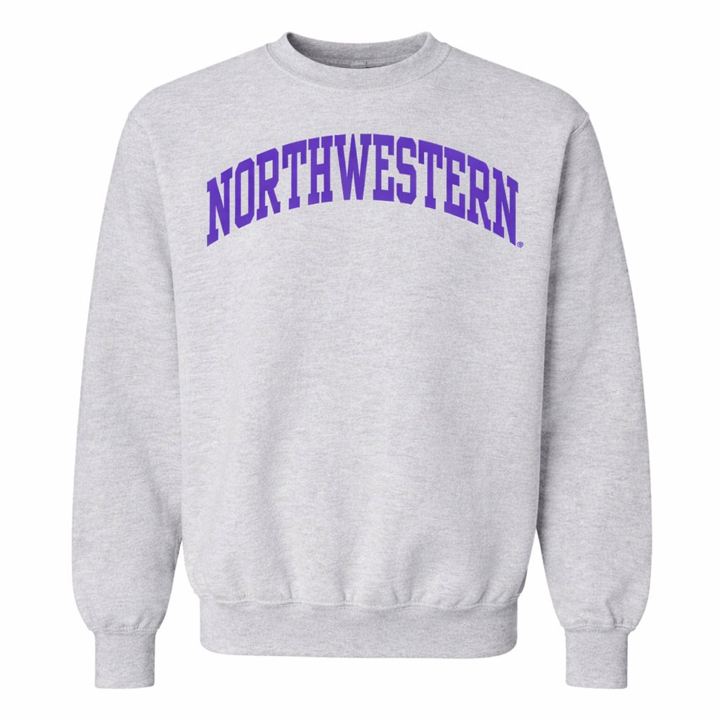 Northwestern University Wildcats Men's MV Pro-Weave Super-Heavy Marble Heather Crewneck Sweatshirt with One Color Arch Design