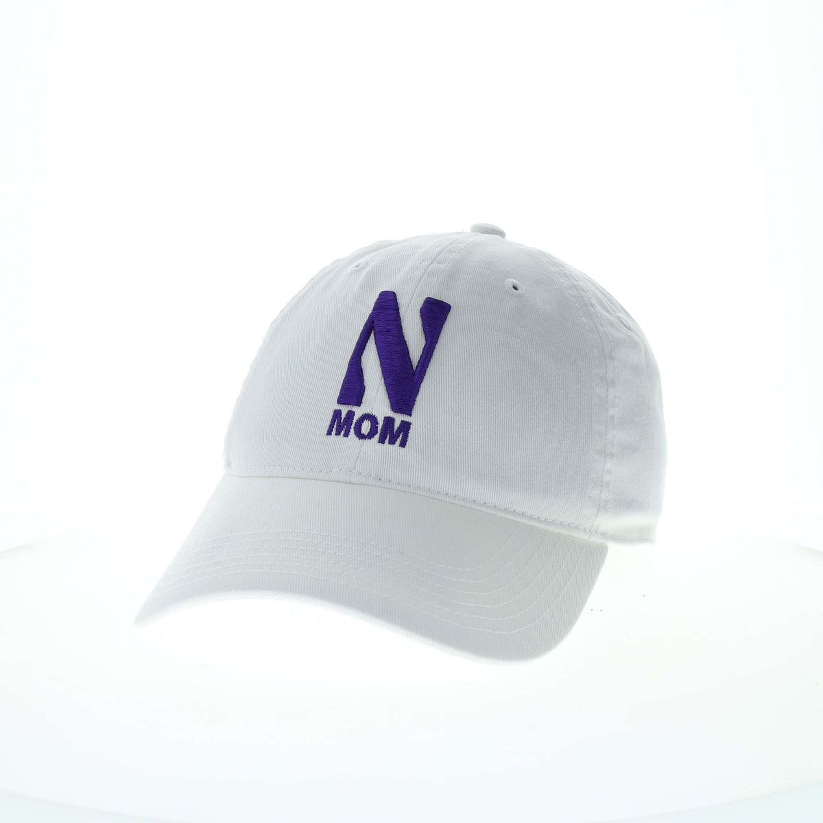 Northwestern University Wildcats Unconstructed White Cotton Twill Hat with N & Mom Design