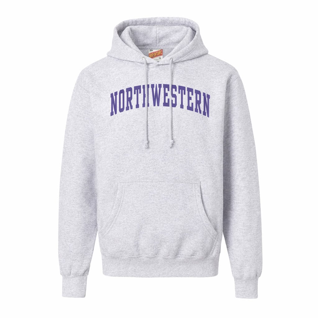 Northwestern University Wildcats Men's MV Super-Heavy Pro-Weave Fleece Marble Heather Hooded Sweatshirt with Two Color Arch Design