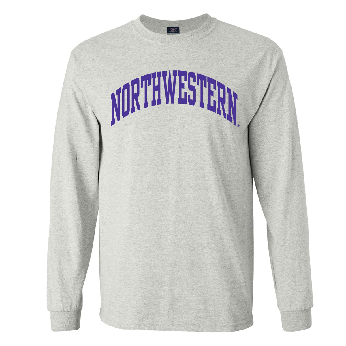Northwestern University Wildcats Men's MV Marble Heather Classic Long Sleeve Tee with One Color Arch Design