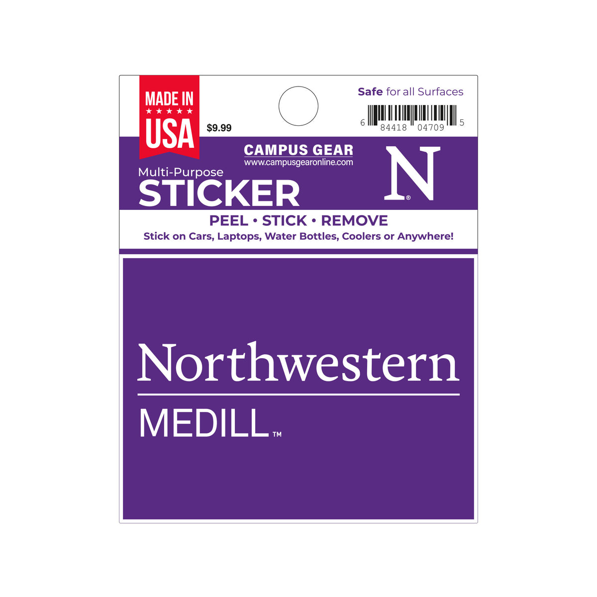 Northwestern University Medill School of Journalism Full Color Outside Application 3"X4" Rectangular Multi-Purpose Sticker