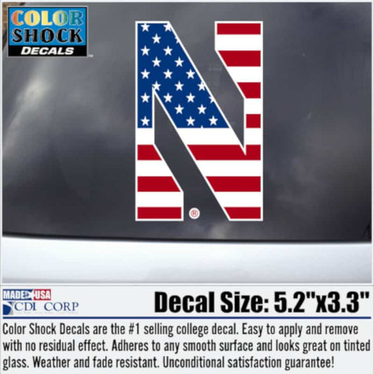 Northwestern University Wildcats Stylized N Flag Design Outside Application Decal