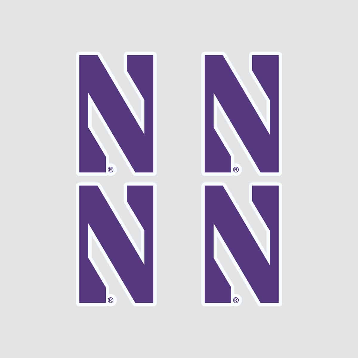 Northwestern University Wildcats Outside Application Decal Set of Four Stylized N Designs-2