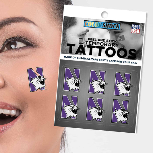 Northwestern University Wildcats N-Cat Design Body Cal Tattoos