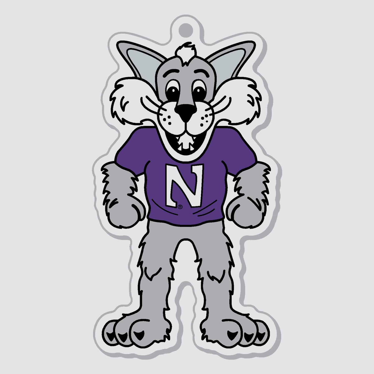Northwestern University Wildcats Laser Cut Acrylic Luggage Tag with Willie the Wildcat Desig
