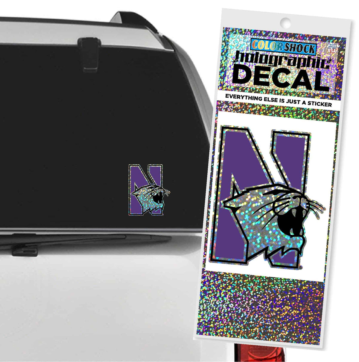 Northwestern University Wildcats Holographic N-cat Design Outside Application Decal-2