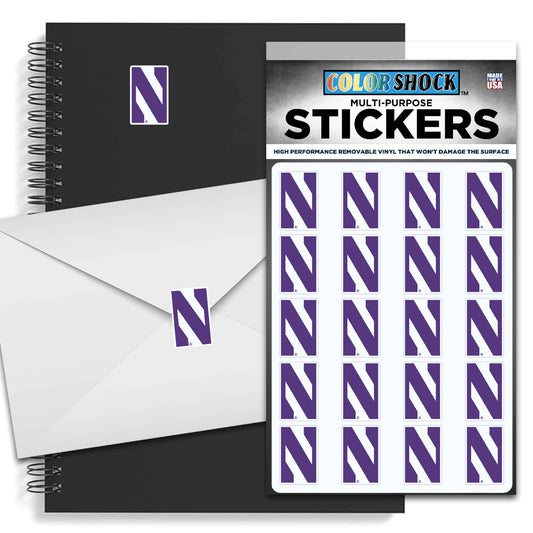 Northwestern University Wildcats Sticker Sheet 1.25" Stylized N Design Set of 20 -2