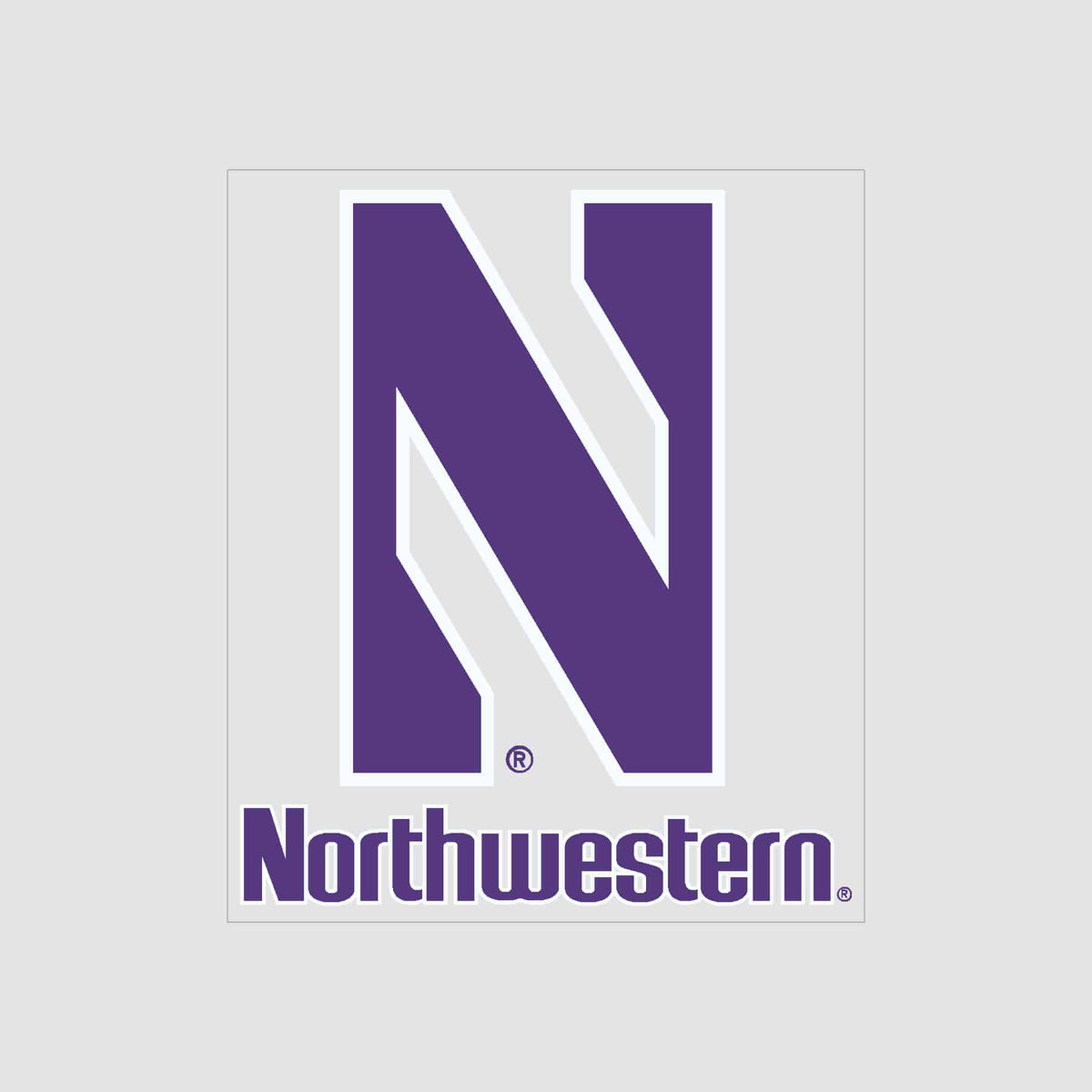 Northwestern University Wildcats Static Cling Inside Application Decal with Stylized N over Northwestern Design